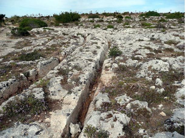 Cart Ruts at Misrah Ghar il-Kbir, Malta. (Lysy/CC BY SA 3.0)
