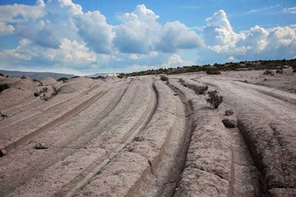 ‘Cart rut’ tracks in Sofca, Turkey. (Author provided)