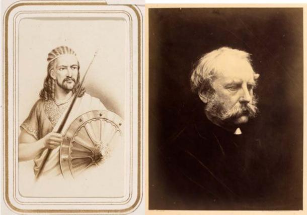 Left to right: Carte de visite depicting Emperor Tewodros II, 19th century. Museum no. 2894-1934. ‘General Robert Cornelis Napier’, photograph by Julia Margaret Cameron, 1868. Museum no. RPS.715-2017. (Victoria and Albert Museum, London)