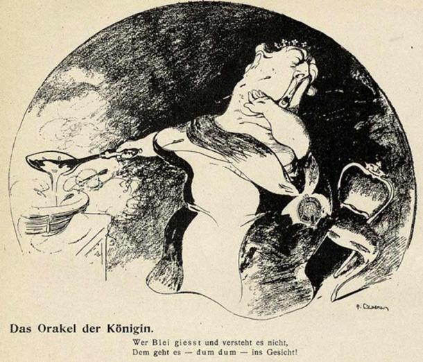 Cartoon depicting molybdomancy in Germany. (Public domain)