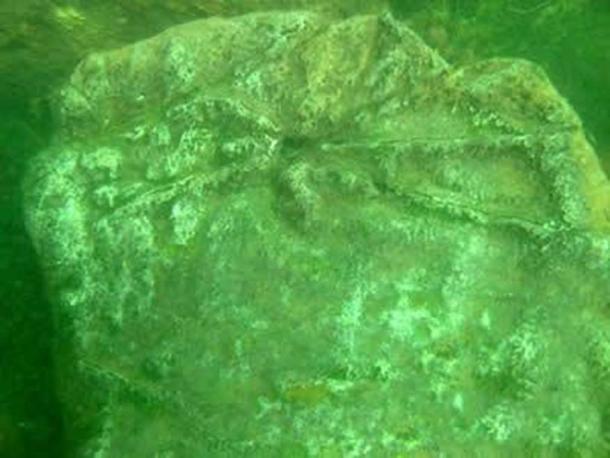 Carvings found on one of the stones in the underwater ruins in Fuxian Lake. 