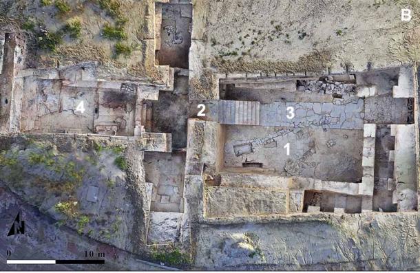 Aerial view of the Casas del Turuñuelo site, where evidence of animal sacrifice conducted by the Tartessos culture was uncovered. (Iborra Eres, et. al. / CC BY 4.0 DEED)