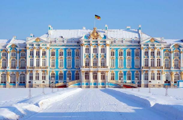 Catherine Palace is a historic palace located in Tsarskoye Selo, a town near St. Petersburg, Russia. It was built in the 18th century by Empress Elizabeth and later expanded by Catherine the Great, who used it as a summer residence. The palace is known for its stunning Baroque architecture, opulent decorations, and extensive collections of art and artifacts, and is now a popular tourist attraction and museum in Russia. Source: Sergey Bogomyako / Adobe Stock