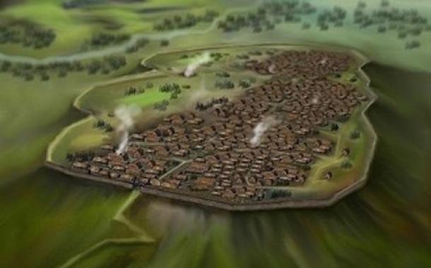 Modern-day rendering of a Celtic oppidum. 1st century BC