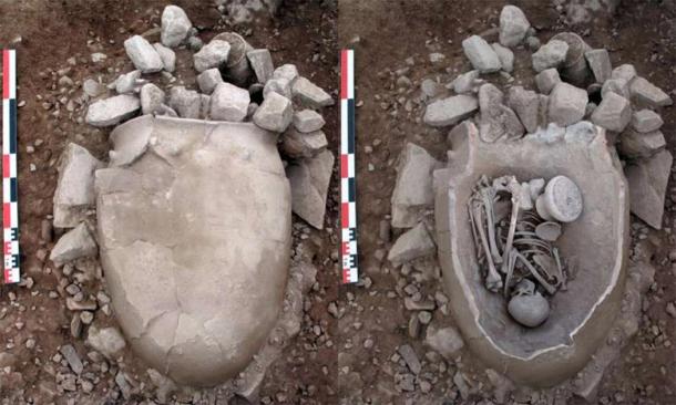 Ceramic vessel to store grain used in the burial of an adult woman. Tomb 21 of El Argar’s La Bastida. (ASOME /  UAB)