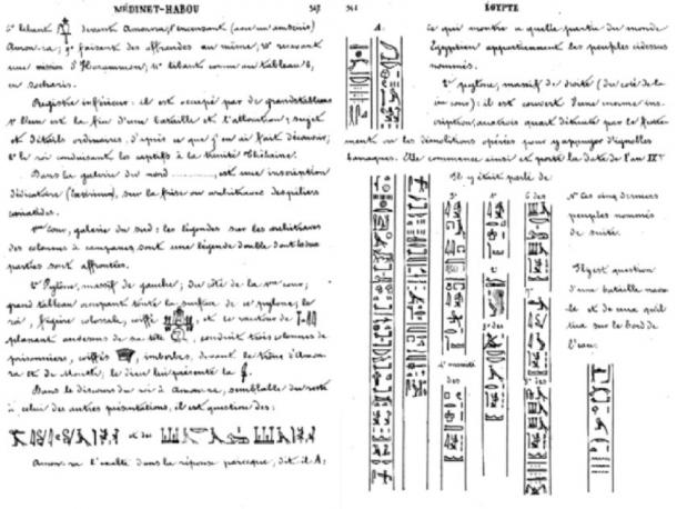 Champollion's description of the peoples, including Sea Peoples, named on the Second Pylon at Medinet Habu. (Public Domain)
