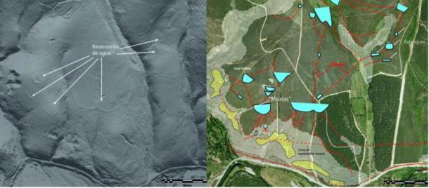 Channels and reservoirs were used in ancient Roman gold mining in the Eria river valley