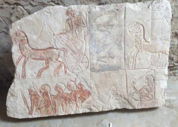 Charioteers and infantrymen are depicted in this scene. (Egyptian Ministry of Antiquities)