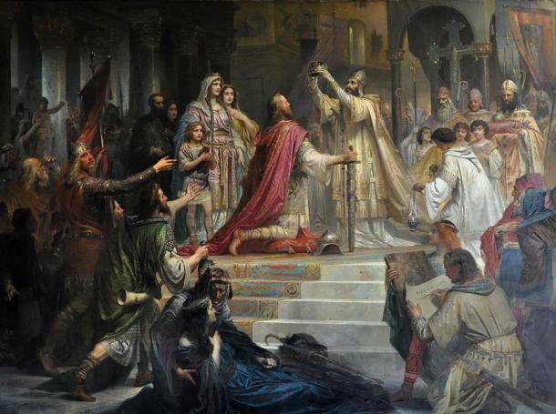 The coronation of Charlemagne marked a turning point in conceptions of war and peace in Europe. (Public domain)
