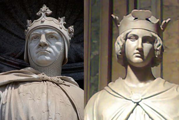 Charles of Anjou [left] and King Conradin (Conrad) of Sicily [right] 