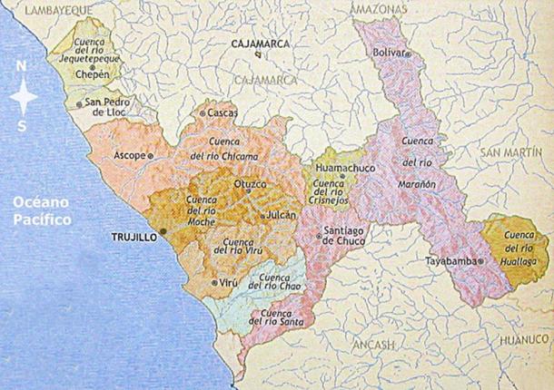 The Chicama valley is located at north of Valley of Moche.