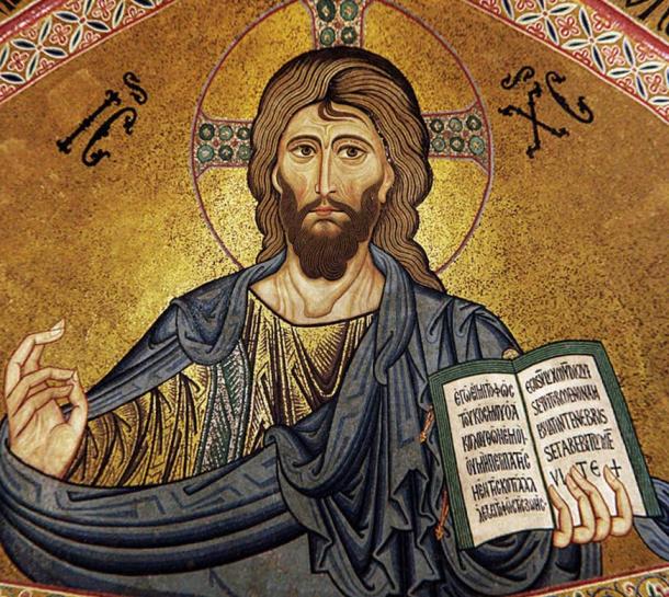 Christ Pantocrator mosaic in Byzantine style, from the Cefalù Cathedral, Sicily, c. 1131.
