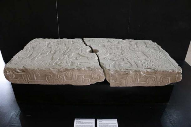 A bas-relief depicting the “Churning of the Sea of Milk” from the small site museum of El Tajin. (Photo © Marco Vigato)
