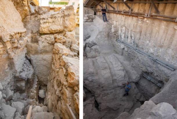 Area of excavation where the moat has been located at the City of David, Jerusalem