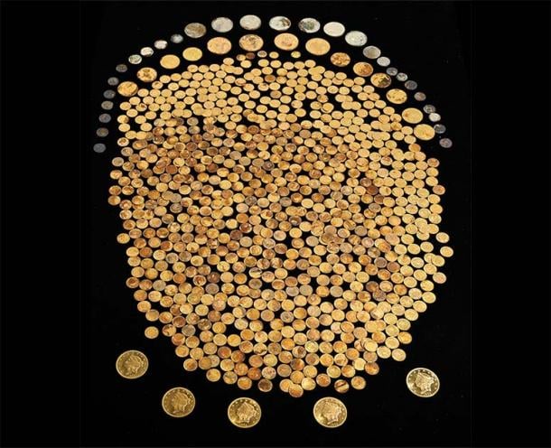 The Civil War hoard was made up of over 700 Civil War-era coins. (Numismatic Guaranty Co.)