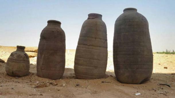 Clay pots have been found in the tombs at Beir Al-Shaghala. (Ministry of Antiquities)