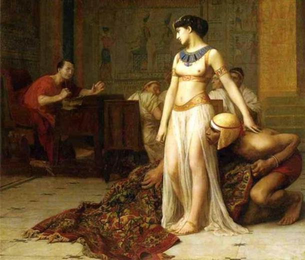 Cleopatra y César (1866), pintura de Jean-Léon Gérôme (Dominio público)
