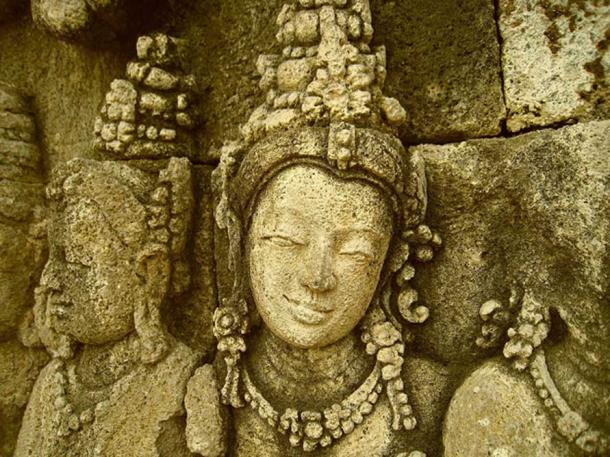 Close up of a relief at Borobudur.