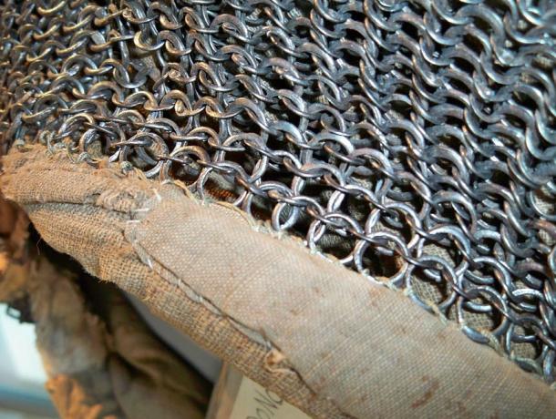 Close up of chain mail used as knight armor