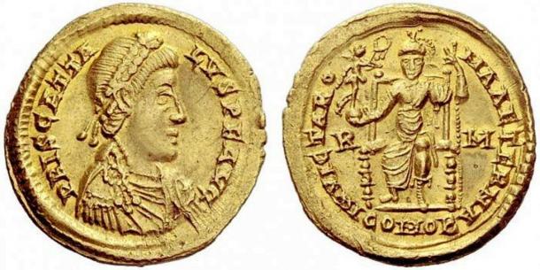Coin from 409-410 AD depicting Priscus Attalus, King Alaric’s “puppet emperor.”