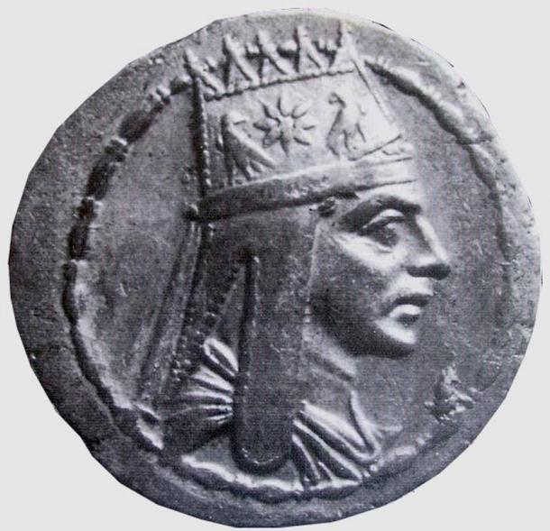 Coin with Tigranes the Great portrait (Armenian king, ruled 95 BCE–55 BCE).