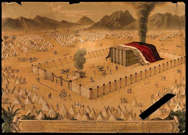 Colored lithograph showing the Tabernacle of Moses. (Wellcome Library / CC BY 4.0)