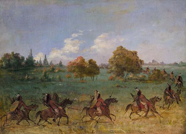 ‘Comanche War Party on the March, Fully Equipped’ by George Catlin. (Public Domain)