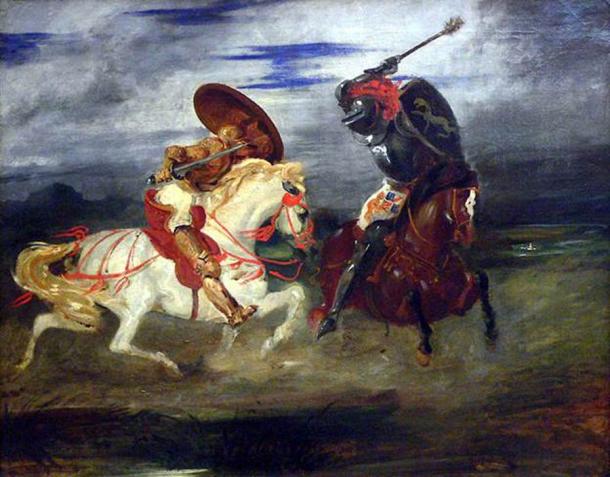 Combat des chevaliers dans la campagne (1824) by Eugène Delacroix, now in the Louvre. (Public Domain)
