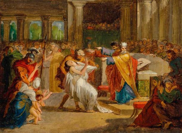 The Condemnation of Rhea Silvia by Amulius, 19th century painting by Guillaume-Guillon Lethière (Public Domain)
