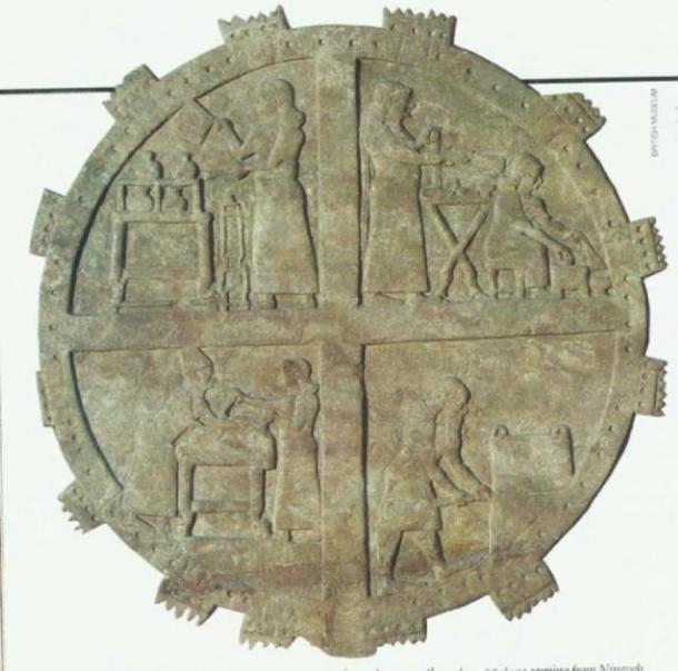 Cooks at work in the royal kitchens. Relief from Ashurbanipal's palace at Nineveh 7th century BC. ( Yale University Library )