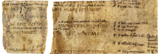 Two manuscript fragments of the Corpus Iuris Civilis, issued by order of Emperor Justinian