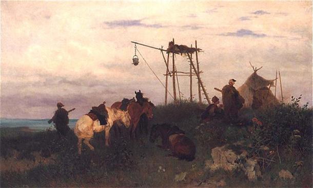 Cossack Watch over the Dnieper by Jozef Brandt (1841–1915). (Public Domain)