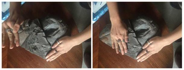 Covering the bones with human hands – they fitted perfectly.