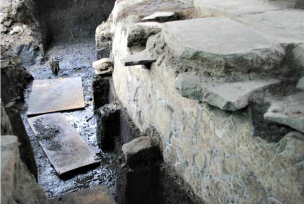 Detail of the Cuauhxicalco: a structure in which, according to historical sources, the bodies of tlatoanis (kings) were cremated. It is also the location of the newly discovered tunnel. ( Miriam G. Marín C. / MTM-INAH