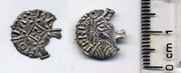 Damaged silver Viking coin showing Ceolwulf II of Mercia. (Fæ / CC BY-SA 2.0)