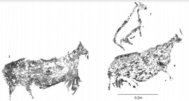 The Danbolinzulo Cave, identifiable species include five ibex, two horses and possibly an anthropomorph.