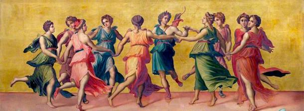 Dans af Apollon og de ni muser. (Shuishouyue / Public Domain)