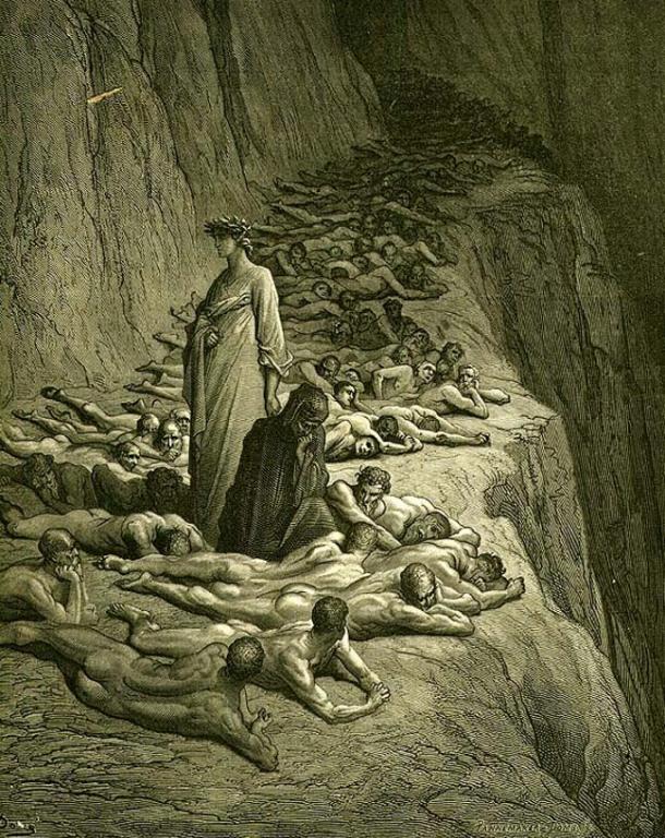 Dante and Virgil on the fifth terrace (1868) Gustave Doré