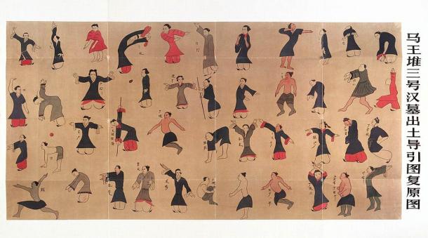 Ancient Chinese Daoyin tu chart for exercise to improve health and for the treatment of pain. Based on a reconstruction of the 'Guiding and Pulling Chart' excavated from the Mawangdui Tomb 3 in the former kingdom of Changsha. (Welcome Collection gallery / CC BY 4.0)