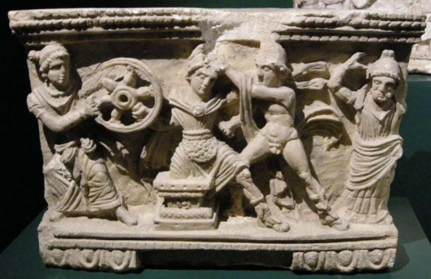 Death of Myrtilus depicted on a cinerary urn