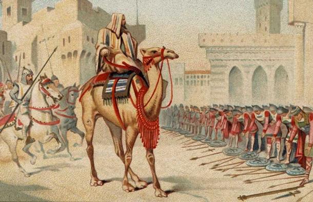 Depiction of Umar's entry into Jerusalem from a 1905 French series entitled Great Conquerors.