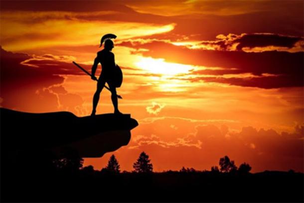 Depiction of a Spartan warrior before battle in the sunset. (Mohamed Hassan / Public domain)