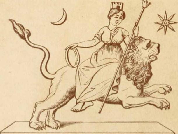 Depiction of Rhea riding a lion. (Public Domain)