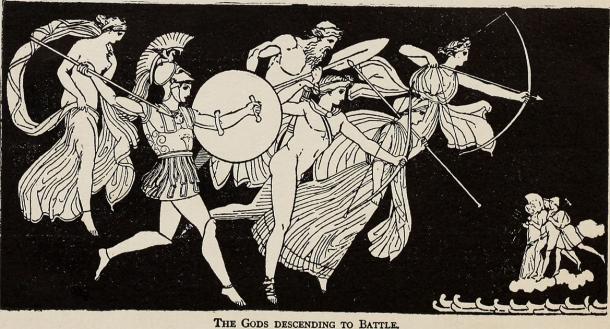 Depiction of Homer’s Story of Iliad and the gods descending into battle. (Internet Archive Book Images / Public domain)