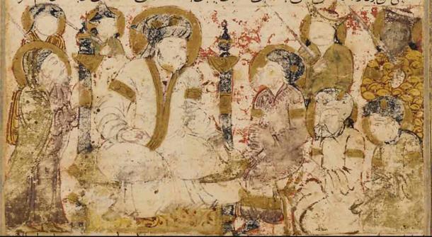 Depiction of Abu Abbas as-Saffah, the first caliph of the Abbasid Caliphate, within a 14th-century manuscript. (Public domain)