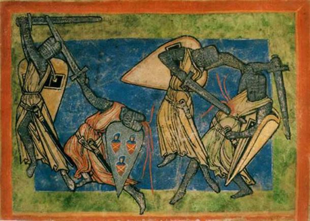 Depiction of a medieval battle from about 1200. (Public domain)