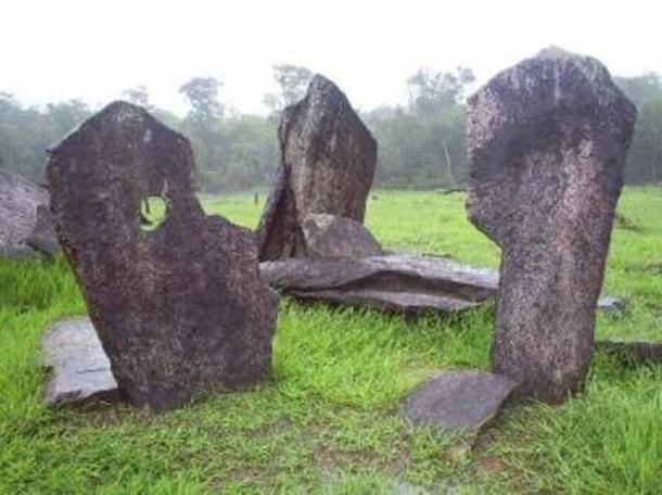 Detail of Cromlech of Calcoene, a megalithic stone structure located in Brazil.