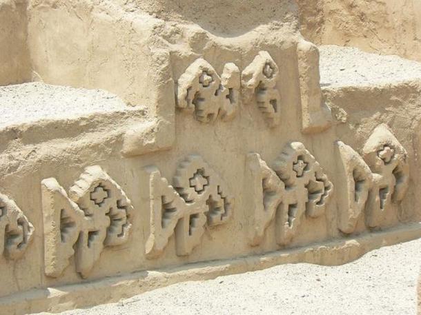Detail of adobe relief motif at the Chan Chan complex built by the Chimor culture near modern Trujillo, Peru