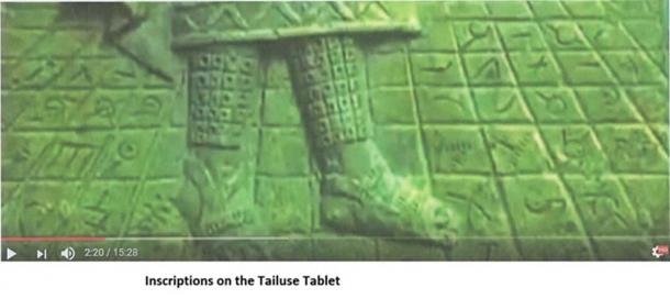 Detail of inscriptions on the Tailuse tablet. (You tube Screenshot, Author provided)