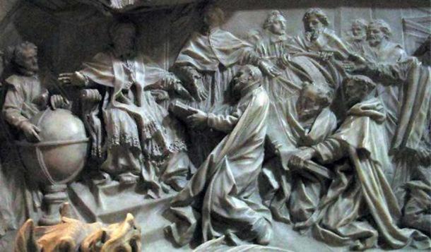 Detail of the tomb of Pope Gregory XIII celebrating the introduction of the Gregorian calendar. 